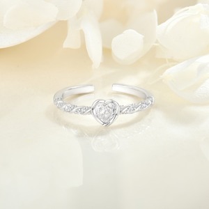 YILUN Anello Romantico in Argento Sterling 925 Placcato Rodio con Zirconia Cubica a Forma di Cuore e Fascia Intrecciata per Donne, <span class=keywords><strong>Gioielleria</strong></span> Fine - Product Image 3