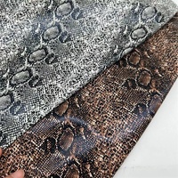 Tissu en cuir PU élastique à imprimé léopard, tissu imperméable en polyester tricoté à motif serpent, simili cuir pour robe