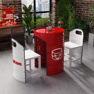 <span class=keywords><strong>Mesa</strong></span> y Sillas de Tambor de Hierro Forjado para Exteriores, Estilo Industrial, para Cafeterías y Patios - Product Image 5