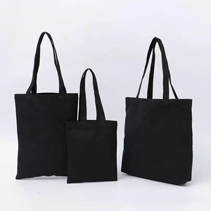 Recién llegado, bolsas de lona naturales en blanco y negro, tela de algodón 100% con impresión de logotipo personalizado, promoción de embalaje ecológico - Product Image 2