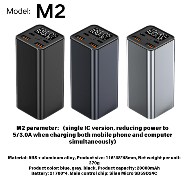 Black White Super Fast Charging PD 100W Portable Phone Mobile Charger Power Bank Laptop 20000mah Mini Power Bank for Laptop