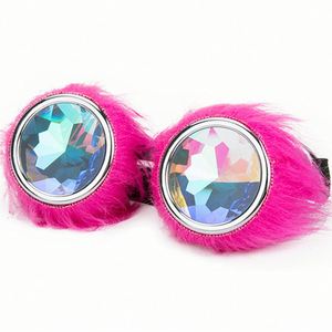 Lunettes de soleil kaléidoscopiques personnalisées avec logo, pour cosplay, festivals, raves, avec décorations roses et poils, pour femmes - Product Image 1
