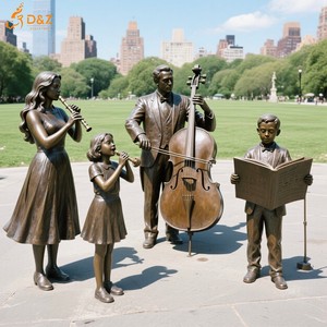 Sculpture publique extérieure grandeur nature de bronze Musicien Family Statues fabriquées à partir de <span class=keywords><strong>D</strong></span> & Z Foundry - Product Image 4