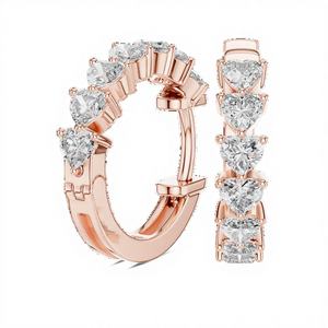 Juego de Aros de Oro Rosa de 18 Quilates con Baño de Rodio, Diamantes Cultivados en Laboratorio con Corte Corazón, Certificados por IGI, para Uso Diario, Eventos Glamurosos, San Valentín - Product Image 1