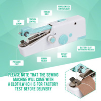 Kit de machine à coudre domestique portable à main pour débutants, mini machine à coudre électrique manuelle pour tissu