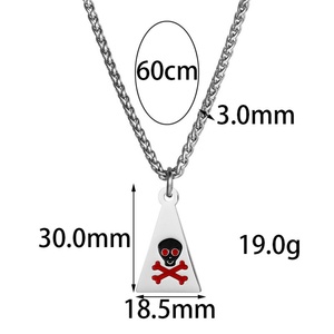 Collar con Colgante de Calavera Triangular Personalizado de Acero Inoxidable con Esmalte Rojo y Negro, Joyería de Moda Hiphop para Hombre - Product Image 5