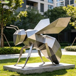 ประติมากรรมผึ้งสแตนเลสขนาดใหญ่ทันสมัยปรับแต่งได้ ตกแต่งสวนและสวนสาธารณะกลางแจ้ง - Product Image 3