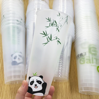 Gobelets en plastique PP givré personnalisés, jetables, recyclables, de qualité alimentaire, avec impression personnalisée, 12/16/24 oz, pour thé à bulles Boba, avec couvercles