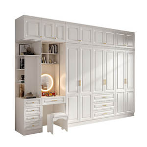 Armario de Dormitorio Moderno Nórdico, Armario de Almacenamiento de <span class=keywords><strong>Ropa</strong></span>, Armario de Pared Blanco con Cajones y Mesa de Maquillaje - Product Image 3