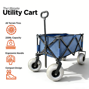 <span class=keywords><strong>Chariot</strong></span> <span class=keywords><strong>de</strong></span> camping pliable facile à ranger, design à pliage rapide, avec roues à ballons et cadre robuste - Product Image 3