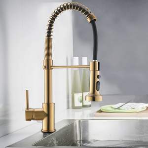 DB New Single-<b>Handle</b> Pull-Down Sprayer <b>Kitchen</b> Faucet Brushed <b>Gold</b> Finish - Product Image 4