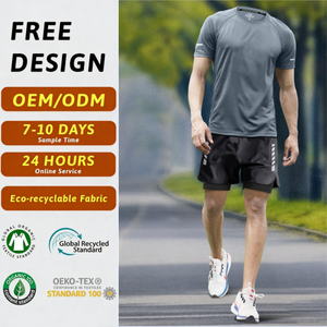 T-shirt d'entraînement professionnel à col roulé pour <span class=keywords><strong>homme</strong></span>, tricoté, 100 % polyester écologique, gris avec côtés jaune fluo, fabriqué en usine depuis <span class=keywords><strong>20</strong></span> ans - Product Image 1