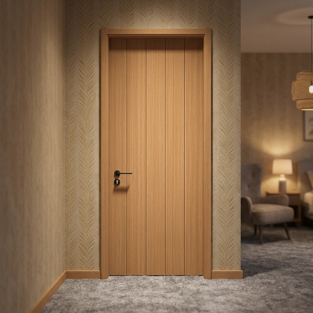 JHK-P85 Environmentally Friendly Anti-termites Interior PVC Soundproof Doors WPC Doors for Home