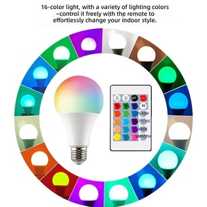 <span class=keywords><strong>Ampoule</strong></span> <span class=keywords><strong>LED</strong></span> télécommandée colorée, <span class=keywords><strong>ampoule</strong></span> RGB à économie d'énergie, en aluminium avec enveloppe en plastique, éclairage ambiant à couleur réglable - Product Image 3