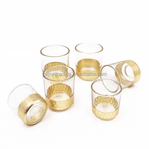High quality wedding centerpieces gold foil glass candle jars empty candle luxury custom holder for candle making