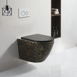 WC suspendu monobloc en céramique, style européen moderne, avec réservoir dissimulé texturé bronze, siphon en P et <span class=keywords><strong>chasse</strong></span> <span class=keywords><strong>d</strong></span>'<span class=keywords><strong>eau</strong></span> par gravité, pour maison et hôtel - Product Image 2