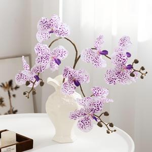 Orchidée artificielle Vanda à trois têtes en soie plastique Meng Jie pour décoration de mariage et de maison - Product Image 1