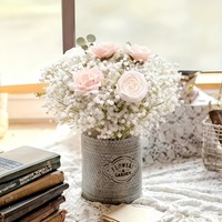 Homcomodar 16 Pcs/bundel Bunga Plastik Kecil Buatan Putih Gypsophila Natural Touch Paniculata untuk Pernikahan Pesta Baby Breath