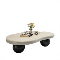 Table basse crémeuse en forme de nuage, de forme irrégulière, style nordique, mobilier haut de gamme pour la maison, chic, couleur noir et blanc, moderne