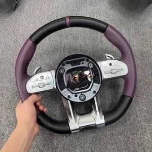 Cuir pour volant <span class=keywords><strong>AMG</strong></span> pour <span class=keywords><strong>Mercedes</strong></span> Benz W223 W253 W213 W205 W222 W206 W213 C43 E63 AMGVolant avec palettes de changement de vitesse - Product Image 4