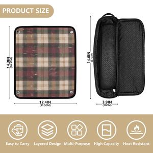 Classic Tartan Checkered Cosmetic Bag with Zipper Closure and Soft Handle Medium Capacity Makeup Pouch Portable Design - Product Image 3