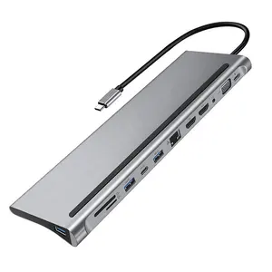 12合1扩展坞类型C至高清4K USB电源传输集线器，适用于笔记本电脑Macbook Pro惠普戴尔联想三星usb-c扩展坞