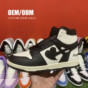 Sepatu Karet Kulit Asli Kustom Pabrik Sepatu Basket Pria High Top Logo Tali Kustom