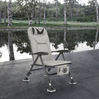 Chaise de pêche portable conçue pour la pêche en eau sauvage, vente en gros de chaises de pêche avec coussins intégrés pour le siège et le dossier