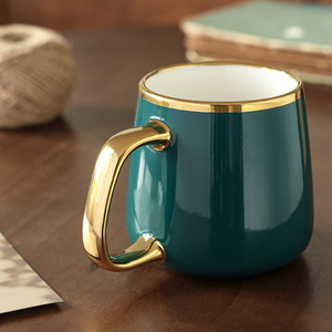<b>Ceramic</b> Mug Porcelain Gold Plated Morden Luxury Business Gifts Coffee Mug Solid Color Warm <b>Cup</b> - Product Image 1