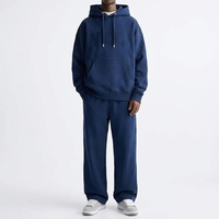 Survêtements personnalisés brodés de qualité supérieure pour hommes – Ensembles amples avec pantalon large et sweat à capuche