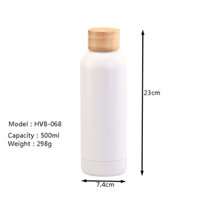 Bouteille d'eau isotherme portable en acier inoxydable de 500 ml avec couvercle en bois, personnalisable avec logo, multicolore, populaire, pour le sport et les voyages, vente en gros - Product Image 5