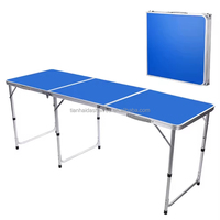 Table d'extérieur pliable de 6 pieds, style moderne, pliable en trois, imperméable, portable, table pliante d'extérieur économique, table de beer pong personnalisée