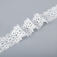 Dentelle élastique tricotée ajourée française, garniture perforée douce pour vêtements et accessoires textiles de maison, largeur 2,5 cm
