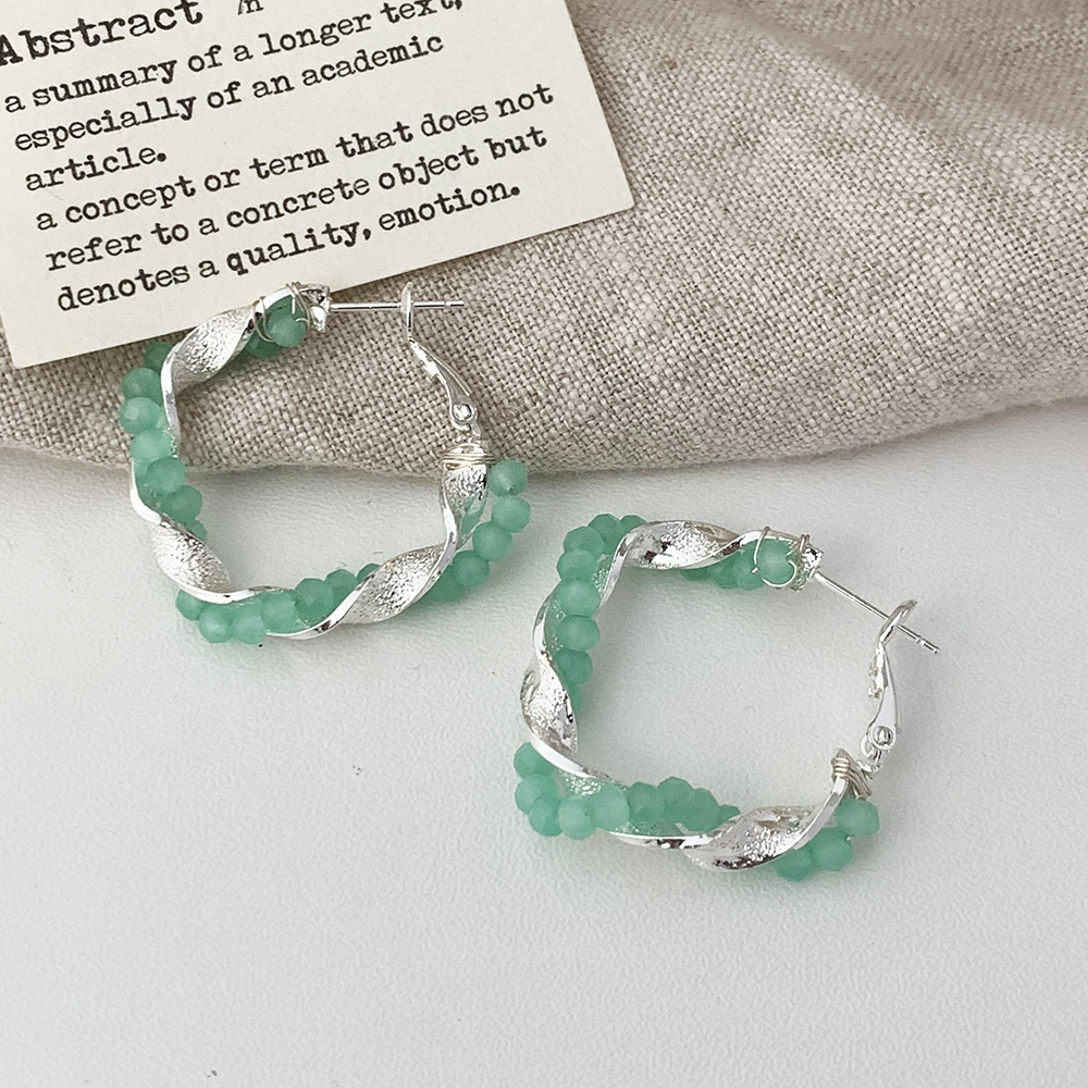 A-443-Green Crystal Earrings