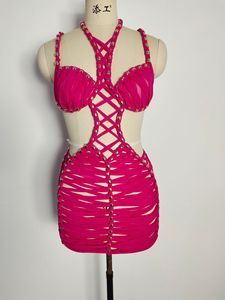 A11448 <span class=keywords><strong>Abito</strong></span> <span class=keywords><strong>Mini</strong></span> Bianco da Donna con Lacci, Cut-out e Dettagli Dorati - Product Image 6
