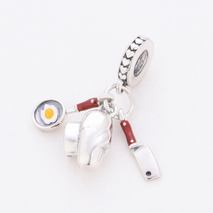Abalorios <span class=keywords><strong>de</strong></span> Plata con Diseño <span class=keywords><strong>de</strong></span> Chef, Cuchillo <span class=keywords><strong>de</strong></span> Cocina, Huevo Frito y Comida, Compatibles con <span class=keywords><strong>Pulseras</strong></span> Originales, Joyería <span class=keywords><strong>de</strong></span> Cumpleaños Berluque - Product Image 3