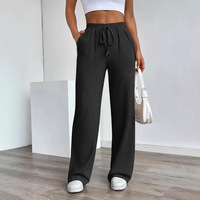 Pantalon de survêtement décontracté pour femme, en polyester/élasthanne, respirant, écologique, antistatique, infroissable, doux et ample, taille moyenne, vente en gros