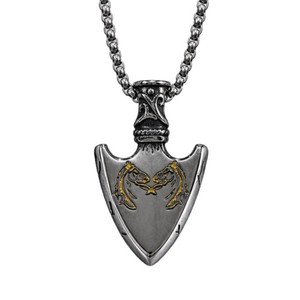 Yunnique Collar con colgante de escudo de acero inoxidable con incrustaciones de herradura dorada, joyería de moda unisex - Product Image 5