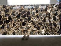 Panneau mural en pierre artificielle en résine d'onyx acrylique avec éclairage LED, translucide, rétroéclairé, pour revêtement mural, dalle pour sol, comptoir