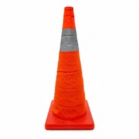 Cône de signalisation pliable de 65 cm en tissu Oxford PP réfléchissant, cône de sécurité pliable