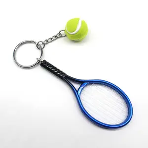 Llavero con colgante de raqueta de tenis, Mini llavero con logotipo personalizado, buscador de anillo, accesorios para regalos