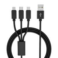 Kabel Pengisian Daya Tiga-dalam-Satu Berbahan Nilon dengan Konektor USB-A, Micro USB-L, dan Type-C untuk Pengisian Cepat dan Transfer Data untuk Ponsel Android.