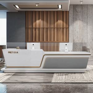 Comptoir de réception en bois moderne, comptoir de caisse pour salons de beauté, hôtels, bureaux, cliniques, magasins de détail, mobilier commercial - Product Image 2