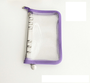 2024 venta al por mayor transparente lindo PVC plástico A6 carpeta cuadrada 6 anillas carpeta espiral 6 agujeros hoja suelta cremallera forrado cuaderno en blanco - Product Image 3