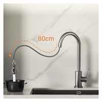 Ensemble de robinet de cuisine monotrou moderne classique en acier inoxydable de haute qualité 360 extractible noir évier robinet d'eau chaude et froide