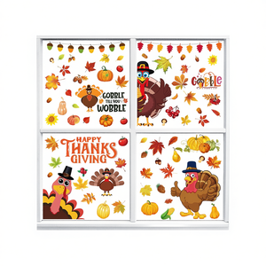 Pegatinas para Ventanas de PVC con Diseño de Calabaza Turca y Hojas de Arce, Decoración Otoñal para el Hogar, Resistentes al Agua, Impresas con Protección UV, 10 Hojas - Product Image 1