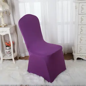 Capa de seda para decoração de cadeiras, capas elásticas de spandex para casamento, design de qualidade, poliéster liso, spandex roxo, ideal para venda