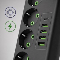 Multiprise sans fil personnalisée avec chargeur, câble d'extension prise UE, 4 prises, 6 ports USB, IP20, 2,0 m, protection renforcée pour bureau