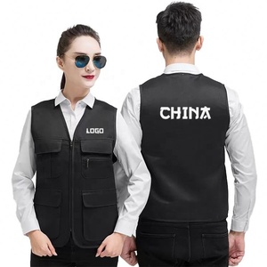 Wholesale Custom Men's Reversible Woolen <b>Vest</b> Cheap Summer Multi-Pocket <b>Utility</b> Photography Work <b>Vest</b> Button Plus Size Hot Mesh - Product Image 3