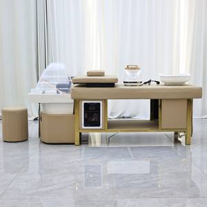 DM 2026 Lit de lavage de cheveux en cuir au design moderne avec structure en acier inoxydable pour salon de coiffure, spa thaïlandais, soins capillaires, salle de bain et salle de sport - Product Image 5